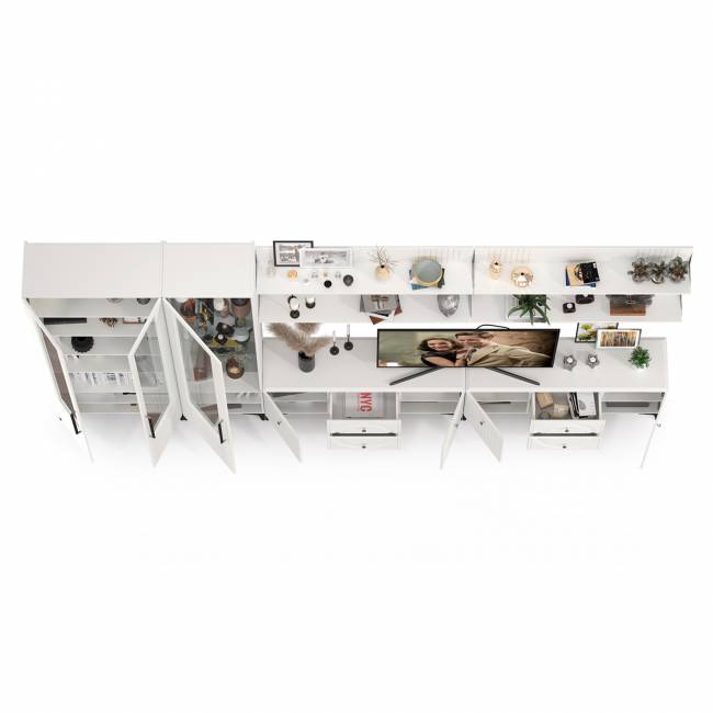 Валенсия стенка в гостиную комнату № 87 цвет белый шагрень Валенсия стенка в гостиную комнату № 87 цвет белый шагрень