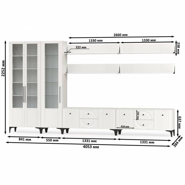 Валенсия стенка в гостиную комнату № 87 цвет белый шагрень Валенсия стенка в гостиную комнату № 87 цвет белый шагрень