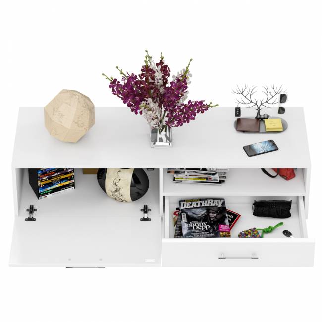 Тумба под ТВ Ларго 1,4 цвет белый/белый глянец