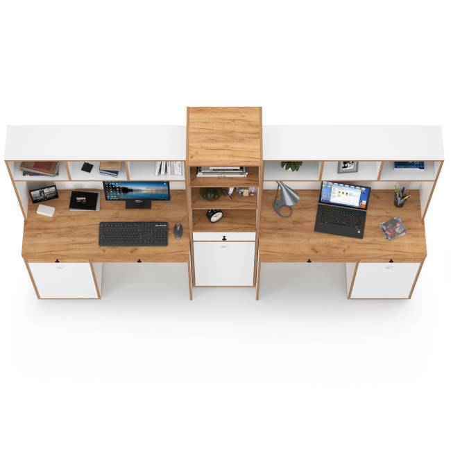 Детская мебельная стенка для двоих детей Вуди цвет белый премиум/дуб крафт золотой Детская мебельная стенка для двоих детей Вуди цвет белый премиум/дуб крафт золотой