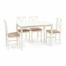 Обеденный комплект Хадсон (стол + 4 стула)/ Hudson Dining Set дерево гевея/мдф, стол: 110х70х75см / стул: 44х42х89см, ivory white (слоновая кость), ткань кор.-зол ivory white (слоновая кость) дерево гевея/мдф