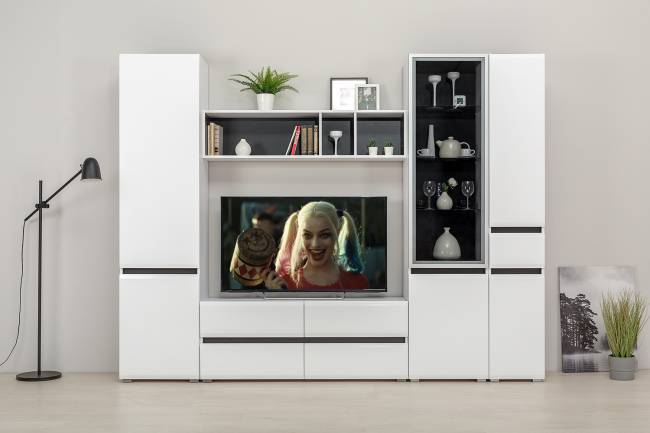 Сидней Комплектация № 25 цвет белый/чёрный/фасады МДФ белый глянец