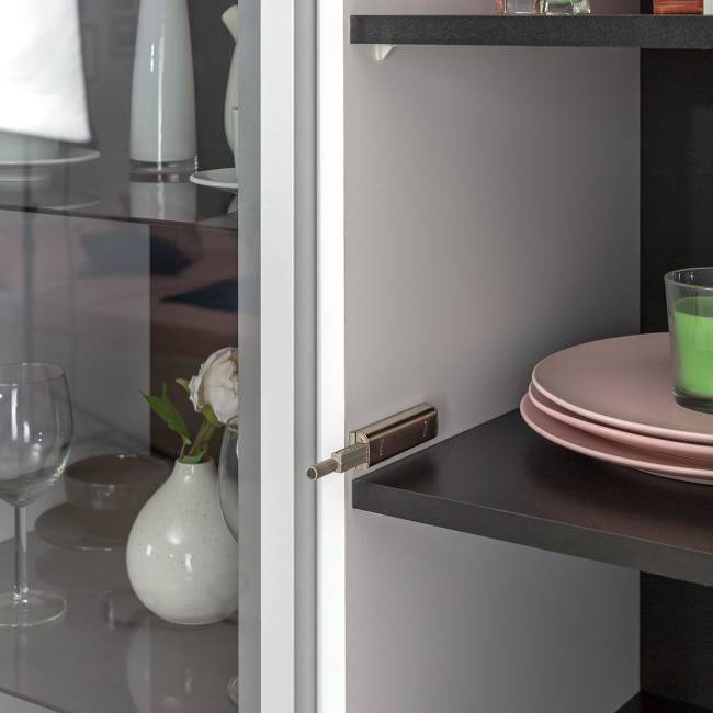 Сидней Комплектация № 25 цвет белый/чёрный/фасады МДФ белый глянец