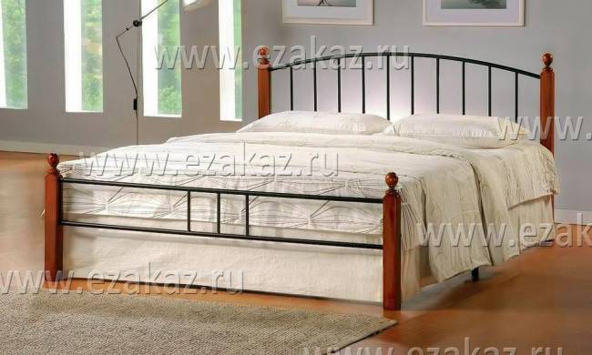 Кровать AT-915 дерево гевея/металл, 160*200 см (Queen bed), красный дуб/черный дуб темный дерево гевея/металл Кровать AT-915 дерево гевея/металл, 160*200 см (Queen bed), красный дуб/черный дуб темный дерево гевея/металл