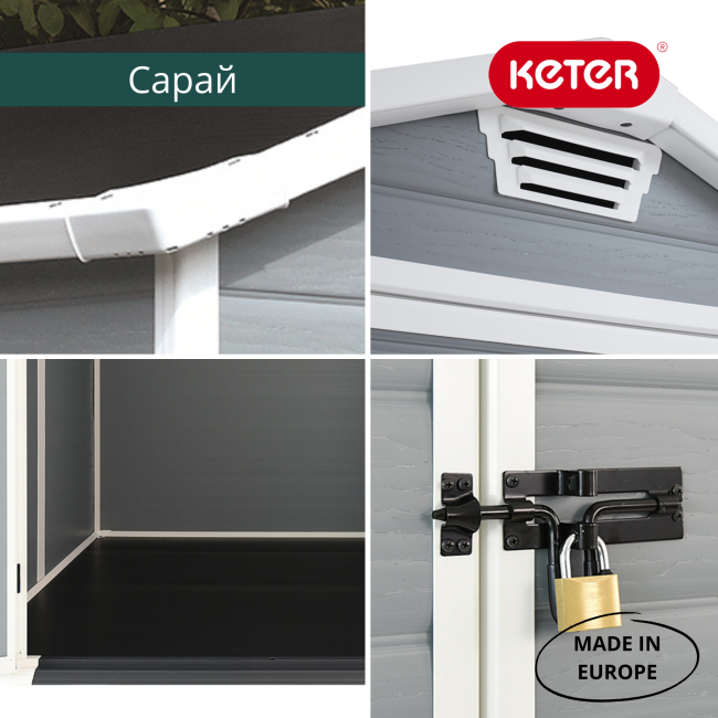 Сарай "Манор 6x5DD" (размеры 175 x 145 см), серый