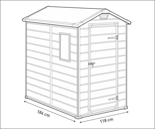Сарай "Манор 4х6" (размеры 118 x 184 см), серый