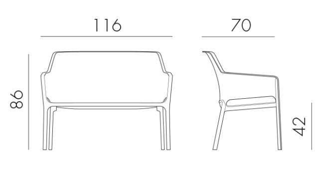 Диван пластиковый Net Bench агава 1160х700х860 мм Диван пластиковый Net Bench агава 1160х700х860 мм