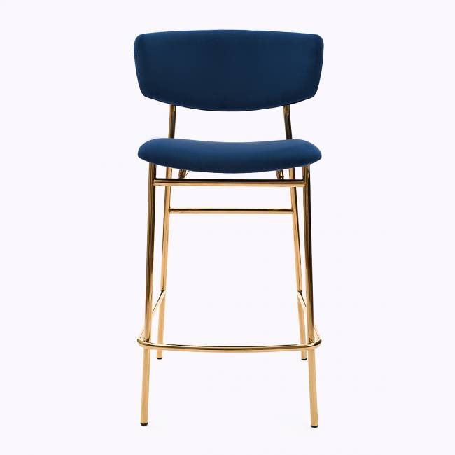 Дизайнерский полубарный стул Marko синий, основание золото