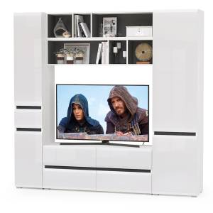 Сидней № 41 цвет белый/чёрный/фасады МДФ белый глянец