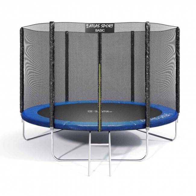Батут "Atlas Sport", 312 см - 10ft BASIC (3 ноги) с внешней сеткой и лестницей BLUE
