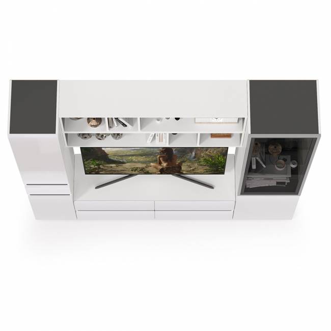 Сидней набор мебели № 42 цвет белый/чёрный/фасады МДФ белый глянец