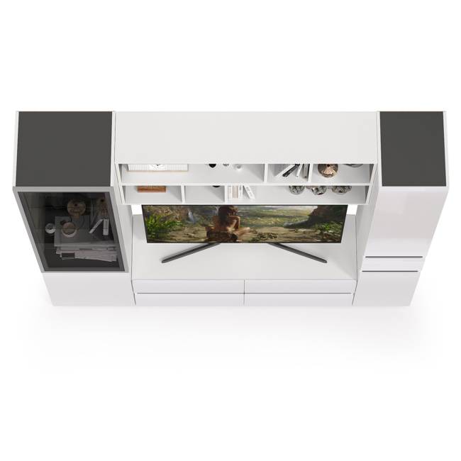 Сидней набор мебели № 42 цвет белый/чёрный/фасады МДФ белый глянец