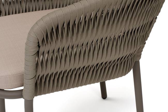 "Бордо" стул плетеный из роупа (колос), каркас алюминий серый (RAL7022) муар, роуп серый 15мм, ткань темно-серая 027 "Бордо" стул плетеный из роупа (колос), каркас алюминий серый (RAL7022) муар, роуп серый 15мм, ткань темно-серая 027