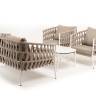 "Диего" лаунж-зона 4-местная плетеная из роупа (веревки), каркас алюминиевый белый, роуп бежевый
