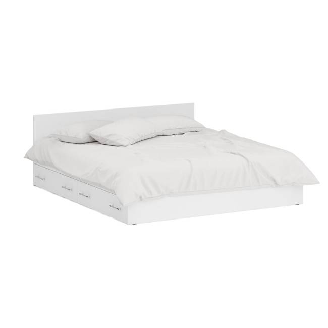 Двуспальная Кровать белая с ящиками 1800 с угловым шкафом Стандарт цвет белый