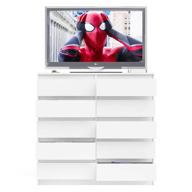 Комод высокий на десять выдвижных ящиков Мори МК1200.10 цвет белый