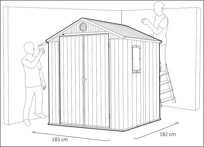 Сарай "Дарвин 6х6" (размеры 183 х 182 см), серый