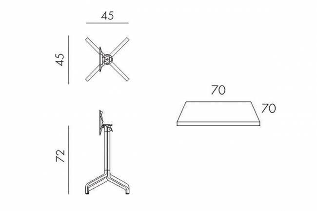 Стол складной квадратный Frasca Mini 70*70, тортора (база + столешница)