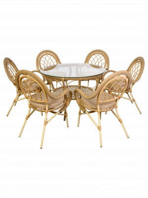 Комплект из искусственного ротанга Java (Ява)-6 (цвет: слоновая кость)