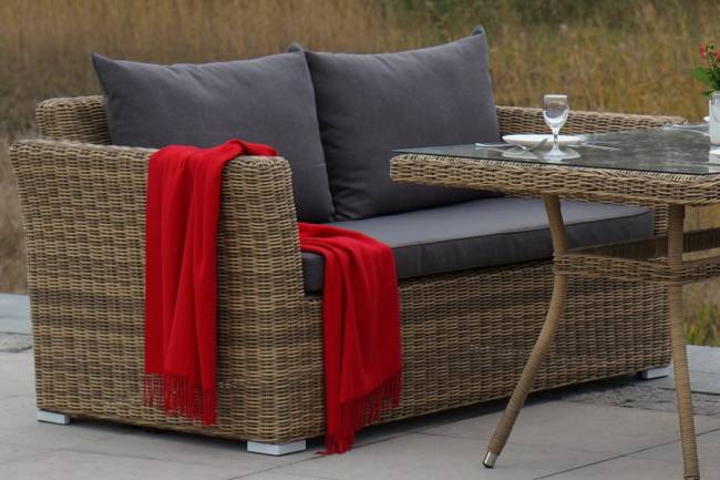 "Капучино" диван из искусственного ротанга двухместный, цвет соломенный "Капучино" диван из искусственного ротанга двухместный, цвет соломенный