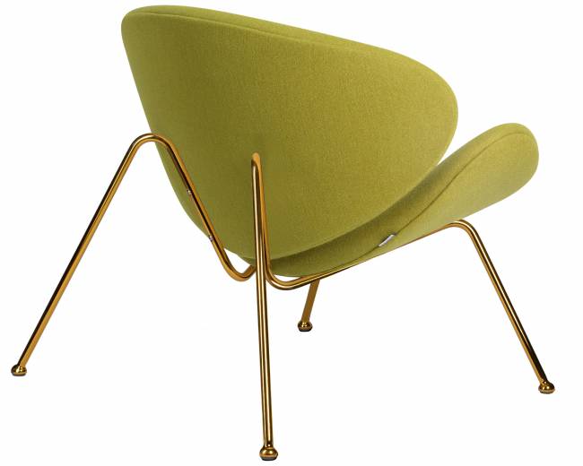 Кресло дизайнерское DOBRIN EMILY, светло-зеленая ткань AF3, золотое основание