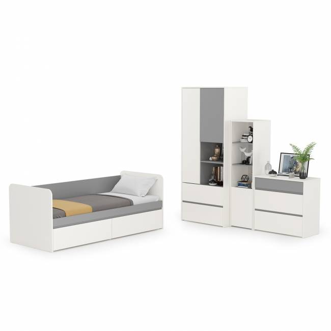 Мебель детская Торонто компоновка № 26 цвет белый шагрень/стальной серый Мебель детская Торонто компоновка № 26 цвет белый шагрень/стальной серый