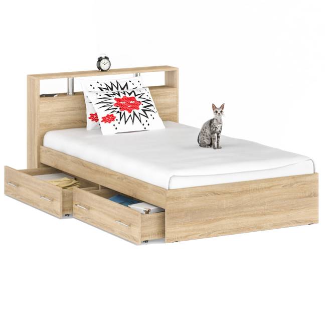 Кровать с ящиками Камелия 1200 цвет дуб сонома