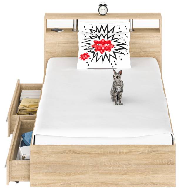 Кровать с ящиками Камелия 1200 цвет дуб сонома