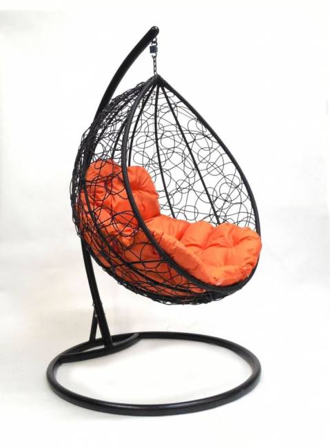 Подвесное кресло кокон «капля ротанг» чёрный Подвесное кресло кокон «капля ротанг» чёрный