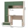 Стол письменный Лайт 03.243Н цвет сатин/дымчатый зелёный