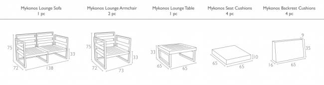 Комплект пластиковой мебели Mykonos белый, светло-коричневый