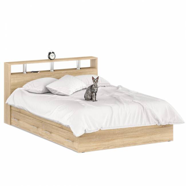 Кровать с ящиками Камелия 1400 цвет дуб сонома