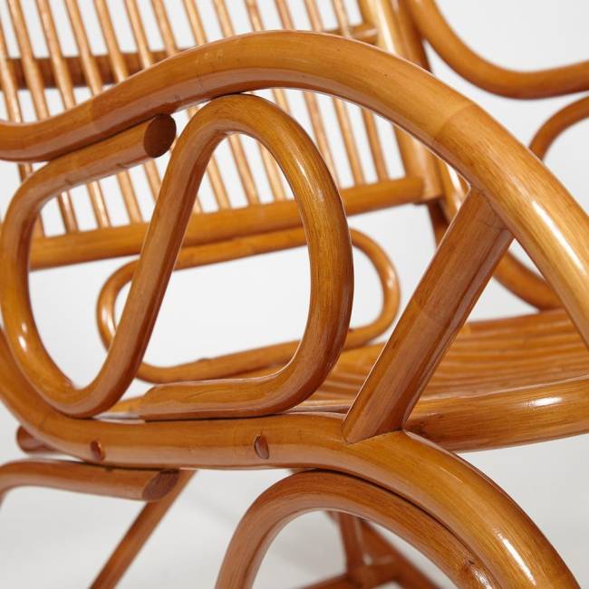 Кресло-качалка VIENNA (разборная) / без подушки / ротанг top quality, 58x133x102 см, Cognac (коньяк) коричневый ротанг top quality