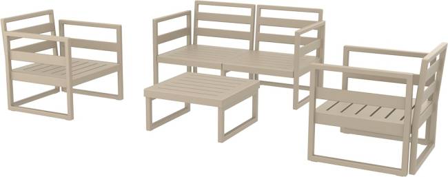 Комплект пластиковой мебели Mykonos бежевый, черный Комплект пластиковой мебели Mykonos бежевый, черный