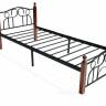 Кровать AT-808 дерево гевея/металл, 90*200 см (Single bed), красный дуб/черный дуб темный