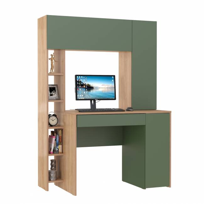 Рабочий компьютерный стол Комфорт 12.71 цвет гикори рокфорд натуральный/дымчатый зелёный Рабочий компьютерный стол Комфорт 12.71 цвет гикори рокфорд натуральный/дымчатый зелёный